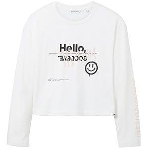 TOM TAILOR Denim Damesshirt met lange mouwen met, 10348-Gardenia White, L