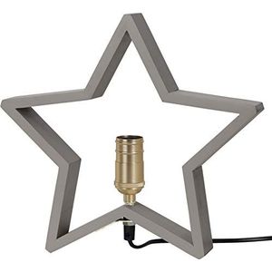 Star decoratieve lamp, hout, messing/beige