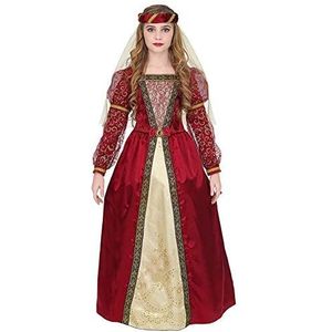 Widmann - Kinderkostuum middeleeuwse prinses, jurk met onderrok en hoepelrok, hoofdsieraad met sluier, carnaval, themafeest