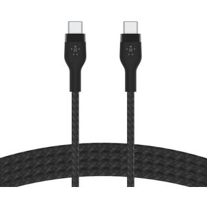 Belkin BoostCharge Pro Flex gevlochten USB Type C/C-kabel, USB-IF-gecertificeerde Power Delivery PD-snellaadkabel voor iPhone 15, Samsung Galaxy S24, Pixel, iPad, Nintendo Switch en meer, 2 m, zwart