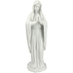 Design Toscano WU74504 Gezegende Maagd Maria-standbeeld, klein beeldje van 12 inch, gebonden marmer polyresin, wit