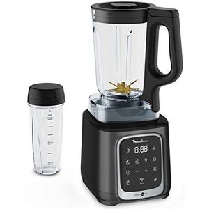 Moulinex InfinyMix LM91HD blender, 1600 W, smoothie-maker, 5 programma's + handleiding, 1,75 l + draagbare Tritan-fles 600 ml, boek met 50 recepten, smoothies, ijsblokjes, BPA-vrij