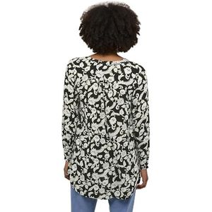 Kaffe Dames Tunic Lange Mouwen V-hals Casual Fit Bedrukte Below Hip Lengte Dames, Zwart/Wit Bloem, 34
