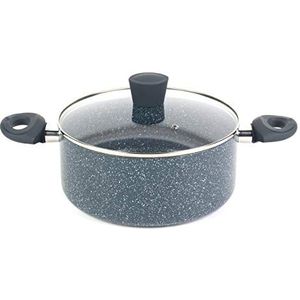 Russell Hobbs RH00849EU Nightfall Stone Stockpot with Glass Lid, Non-Stick, 24 cm, Bakelite Handle & Suitable For All Hob Types, Cook With Little Or No Oil, Blue Marble, Pressed Aluminium