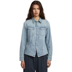 kick slim shirt ls wmn, meerkleurig (Sun Faded Pacific Blue D27925-d539-h466), XXS
