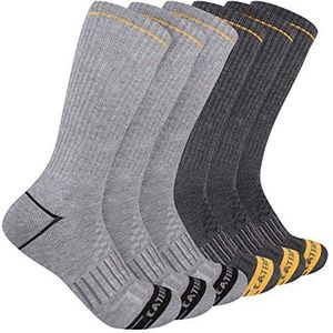 Catepillar Men's 6-Pack Half Cushioned Crew Socks, Light Grey/Heather Grey, X-Large