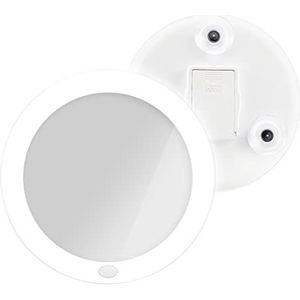 EMKE Make-upspiegel, 5-voudige vergrotingsspiegel, rond, make-upspiegel, draagbaar, zuignap, wit
