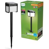 Philips Nissa sokkellamp - UltraEfficient LED - Solar buitenlamp -Helder warm licht; 3000K - Zwart - Bewegingssensor - Zonne-energie - Schemersensor - Tuinpadverlichting