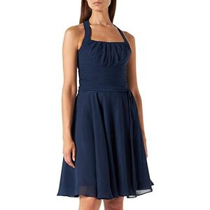 Astrapahl Cocktailjurk voor dames, neckholder, knielang, blauw (middernachtblauw)., 34