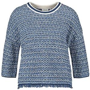 Gerry Weber Dames 171030-35710 trui, blauw/ecru/wit patroon, 34, blauw/ecru/wit patroon., 34