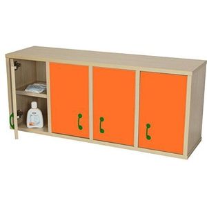 mobeduc 600711hs19 Wastafel metalen kast met 8 vakken met deur, hout, beuken, oranje 100 x 28 x 42 cm