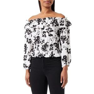 FENIA Damesblouse 19523062-FE02, wit zwart, M, wit, zwart, M