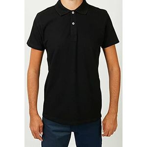 Bonamaison Heren T Piqué met polokraag in comfort fit polo shirt, zwart, standaard