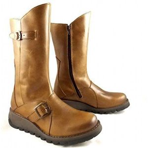 Fly London Mes laarzen met 2 gesp voor dames, camel, 7