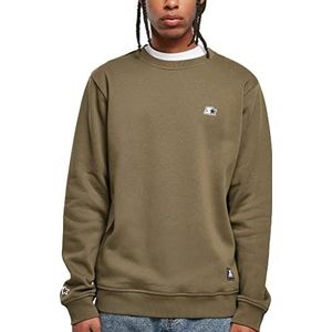 STARTER BLACK LABEL Heren sweatshirt Essential Crewneck pullover met logo Stick, ronde hals sweater met hoogwaardige branding, maten S tot XXL, Darkolive, XL