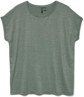 Vero Moda - Vmlava Glitter Ss Top - T-shirt - Laurel Wreath - Gold Lurex