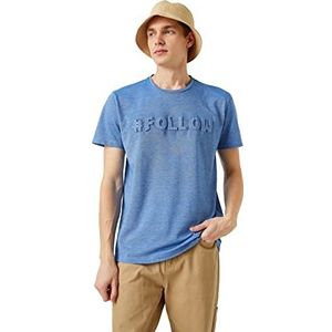 Koton Heren Slim Fit Embossed T-shirt, Light Indigo (600), S