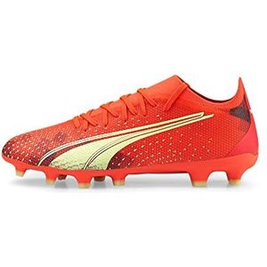 PUMA Voetbalschoen Ultra Match Fg/Ag heren Voetbal,Fiery Coral Fizzy Light Puma Zwart,40 EU