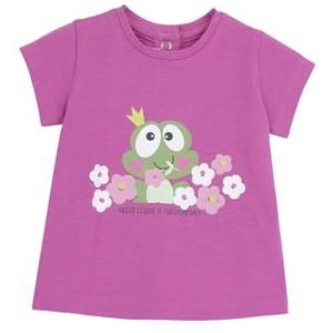 Chicco T-shirt van katoen met korte mouwen voor meisjes, Donker Roze, 9 Maanden