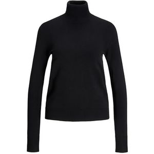 JACK & JONES Jxada Comfy Roll Neck Knit Gebreide trui voor dames, Zwart/Detail:/Fog, S