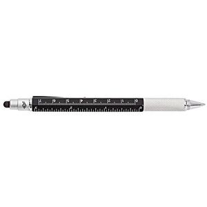 Wedo 2614201901 Touch Pen Multi-Tool (met balpen, duo-bitschroevendraaier voor sleuf- en kruisschroeven cm/inch liniaal) zwart