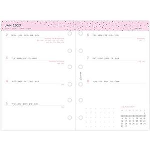 Filofax Pocket Confetti Week om Dagboek te bekijken, Organizer Dagboek, 2023, Dagboek Navulling, Kalender, Wit