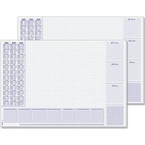 SIGEL HO355 Papieren bureauonderlegger, met 3-jarige kalender en weekplanner (2023/24/25), A2 (59,5 x 41 cm) 80 g/m², 30 vellen, 2 stuks.