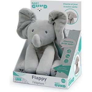 GUND Flappy The Interactive Babyolifant - Beweeg, praat en zing voor je kinderen - Knuffeldier Olifant Maat 30 cm - 6054176 - Baby vanaf 10 maanden - Franstalig