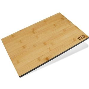 Tasty Bamboe snijplank, houten snijplank, robuuste bamboe voor het hakken en koken van voedsel, charcuteriebord, voorgerechtbord, sandwichplank, broodplank, 35,5 x 25 x 1,2 cm, bruin en elegant grijs