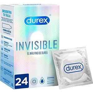 Durex Onzichtbare condooms â€“ extra dun condooms voor intens gevoel bij het gemeenschappelijk liefdesspel Extra Lubricated, zwart, stuk, (Pack van 24)