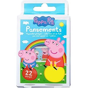 Peppa Pig Kinderpleisters, 4 maten, 16 motieven, latexvrij, hypoallergeen, wasbaar, 22 stuks