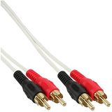 InLine 89933W RCA-kabel, 2x cinch, stekker/stekker, wit/goud, 2m