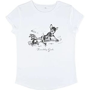 Disney Classics Women's Bambi Friendship Organic Roll Sleeve T-Shirt, Wit, XL, wit, XL