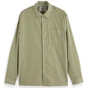 Scotch & Soda Striped Relaxed Fit Poplin Overhemd Met Lange Mouwen
