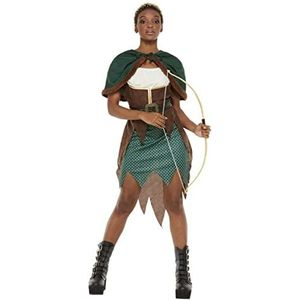 Deluxe Forest Archer Costume, Green, Dress & Hooded Cape, (M)
