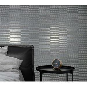 marburg Behang grijs zilver glanzende strepen modern voor woonkamer slaapkamer keuken 10,05 x 0,53 cm