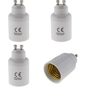 Set van 4 GU10 fitting naar E27 fitting lampvoet adapter; lampadapter voor led-halogeenlampen en energiebesparende lampen
