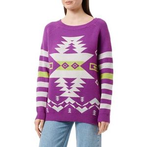 IZIA Dames totem losse lange trui gebreide trui paars wolwit maat XL/XXL, paars wolwit, XL