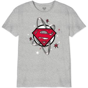 dc comics T-shirt voor jongens, Grijs Melange, 8 Jaren