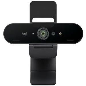 Logitech Brio 4K Webcam, videobellen, ruisonderdrukkende microfoon, automatische HD-lichtcorrectie, breed gezichtsveld, voor Microsoft Teams, Zoom, Google Voice, Google Meet, pc/Mac/Laptop/Macbook