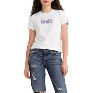 Levi's The Perfect Tee T-shirt dames, OFFSET POSTER LOGO BRIGHT WHITE, L