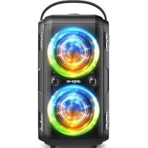 W-KING Bluetooth-luidspreker van 80 W, luid - superbas, enorm geluid van 105 dB, draagbare draadloze feestluidsprekers voor buiten, led-verlichting in gemengde kleuren, 24 uur speeltijd, Bluetooth