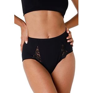 LOVABLE Maxi-slip van elastisch katoen met kant Lovely Charm voor dames, Zwart, 3XL