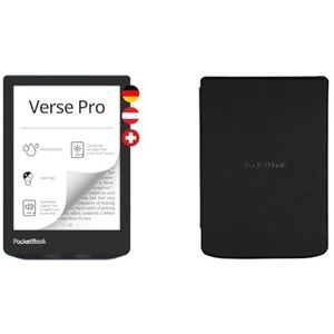 PocketBook e-book reader 'Verse Pro' (Duitse versie) 16 GB geheugen, 15,2 cm (6 inch) E-Ink Carta Display - Azure & Pocketbook Shell Cover gemaakt van duurzaam materiaal met sleep-cover-functie, zwart