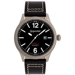 Gigandet Analoog Japans automatisch uurwerk voor heren, met leren armband 2VNAG8/008, zwart
