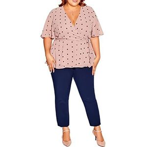 CITY CHIC Dames Plus Size Top Eloise Jurk Shirt, Roze Polka Dot, 50 grote maten