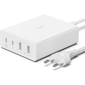 Belkin 108W GaN USB-laadstation voor meerdere apparaten, snellaaddock met 2x USB-A- en 2x USB Type C voor op het bureau voor MacBook, Pro, Air, iPhone, Plus, Pro, Pro Max, iPad, Galaxy, Pixel en meer