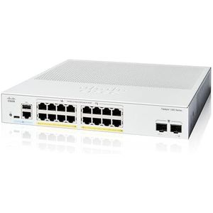 Cisco Katalysator 1300-16p-2G Beheerde Schakelaar, 16 Haven GE, PoE, 2x1GE SFP, Beperkte Levenslange Bescherming (C1300-16P-2G)