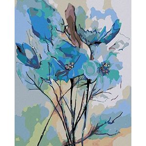 Zuty 868232, Schilderen op nummer-afstractie van de blauwe bloemen, 80 x 100 cm, zonder spieraam