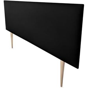 Mattfy Hoofdeinde Nantes gevoerd + poten, hoogwaardige bekleding van kunstleer, praktisch en aantrekkelijk design, hout, zwart, 170 x 60 cm (bed 160)